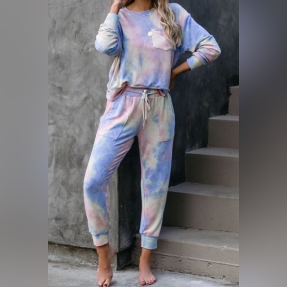 Blue Tie-dye Loungewear Set - Picture 1 of 6